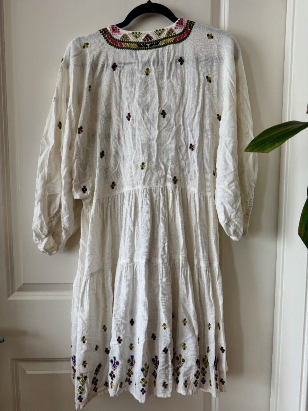 Free People Embroidered Flowy Boho Open Front Option Layering Peasant Dress - Picture 5 of 6